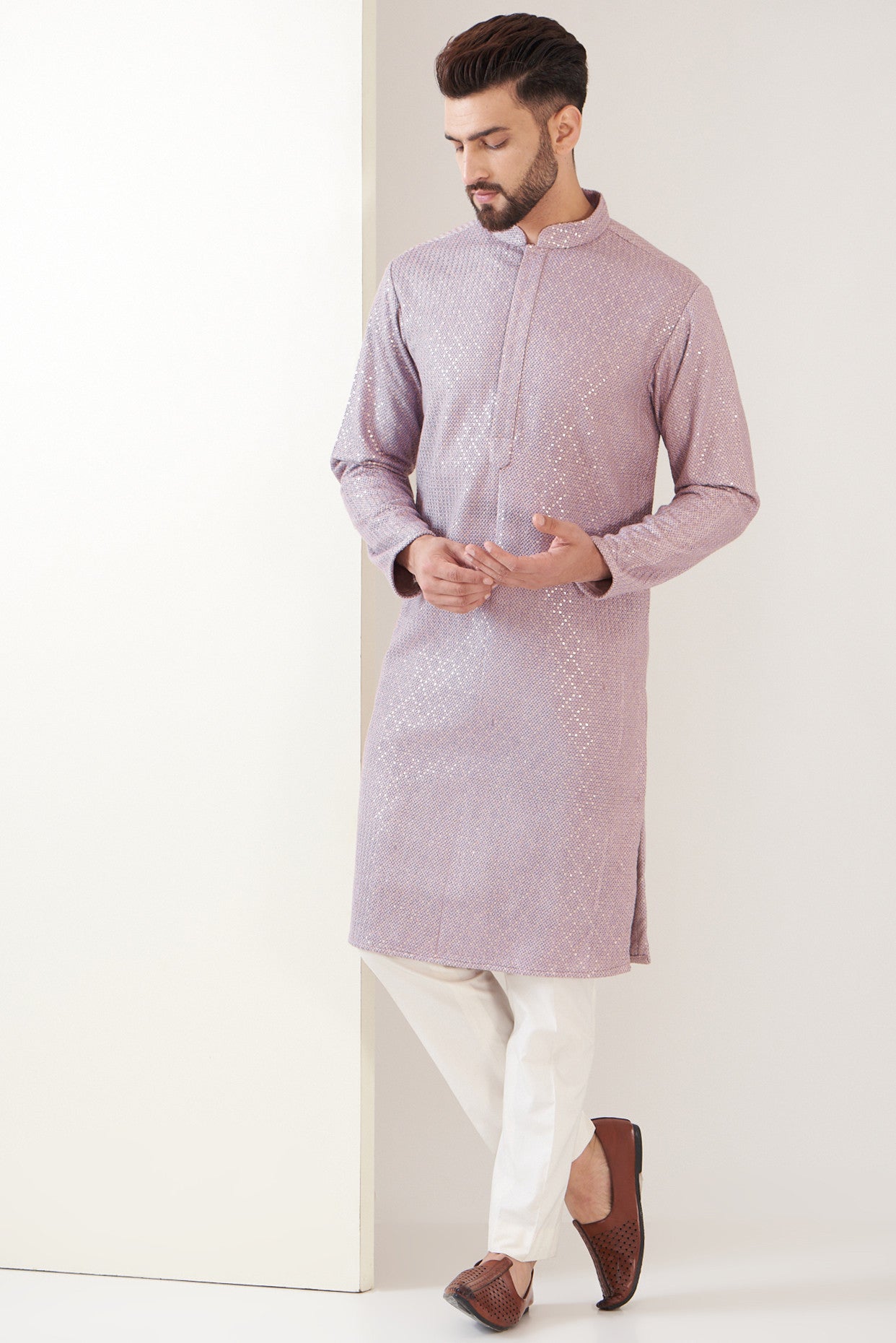 Lilac sequenced kurta - kasbahmen