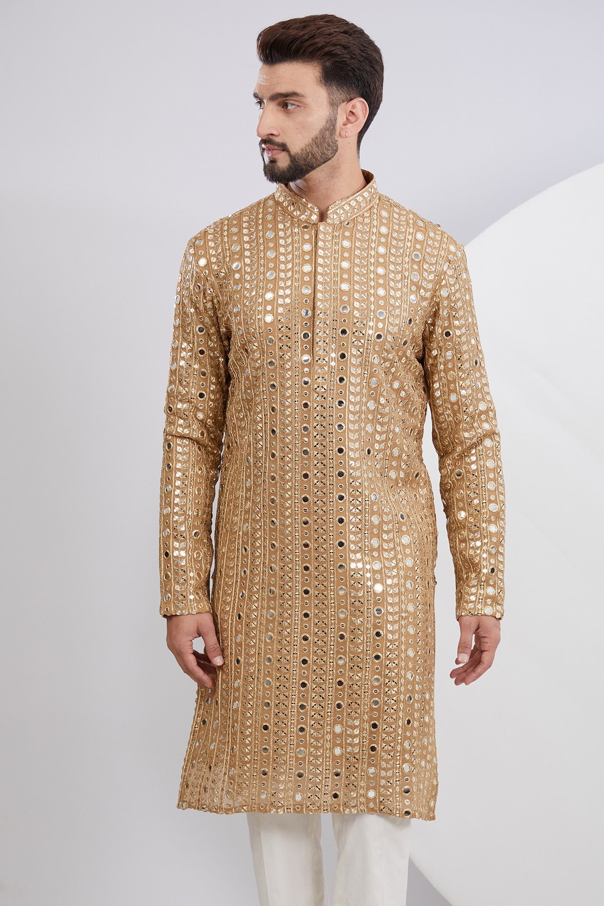 Copper Zari Mirrorwork Kurta - kasbahmen