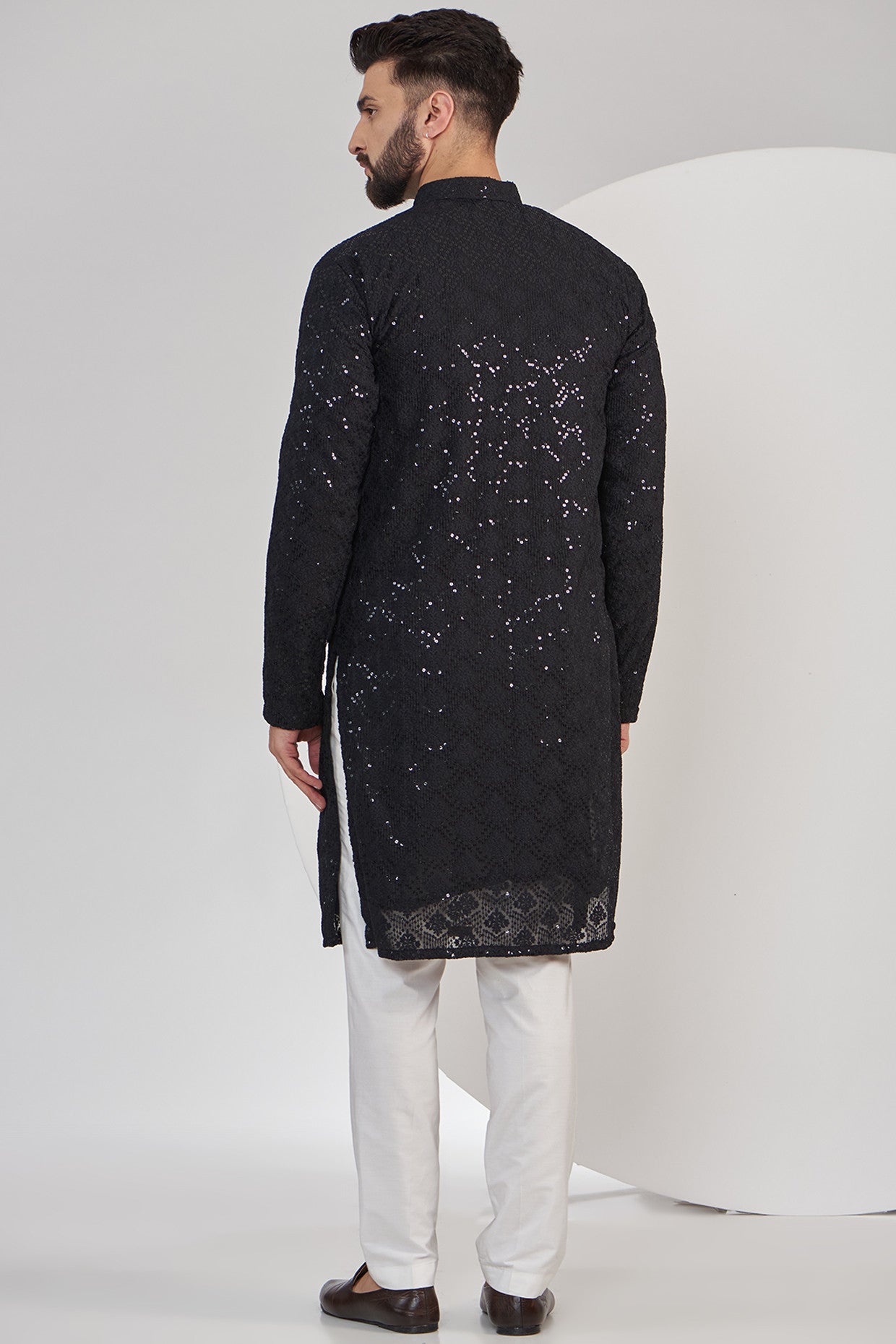 Black Chikhankari Kurta - kasbahmen