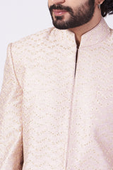 Blush Pink Sequins Embroidered Sherwani - kasbahmen