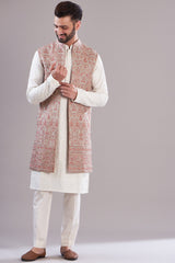 Kashmiri embrodried long open shrug - kasbahmen