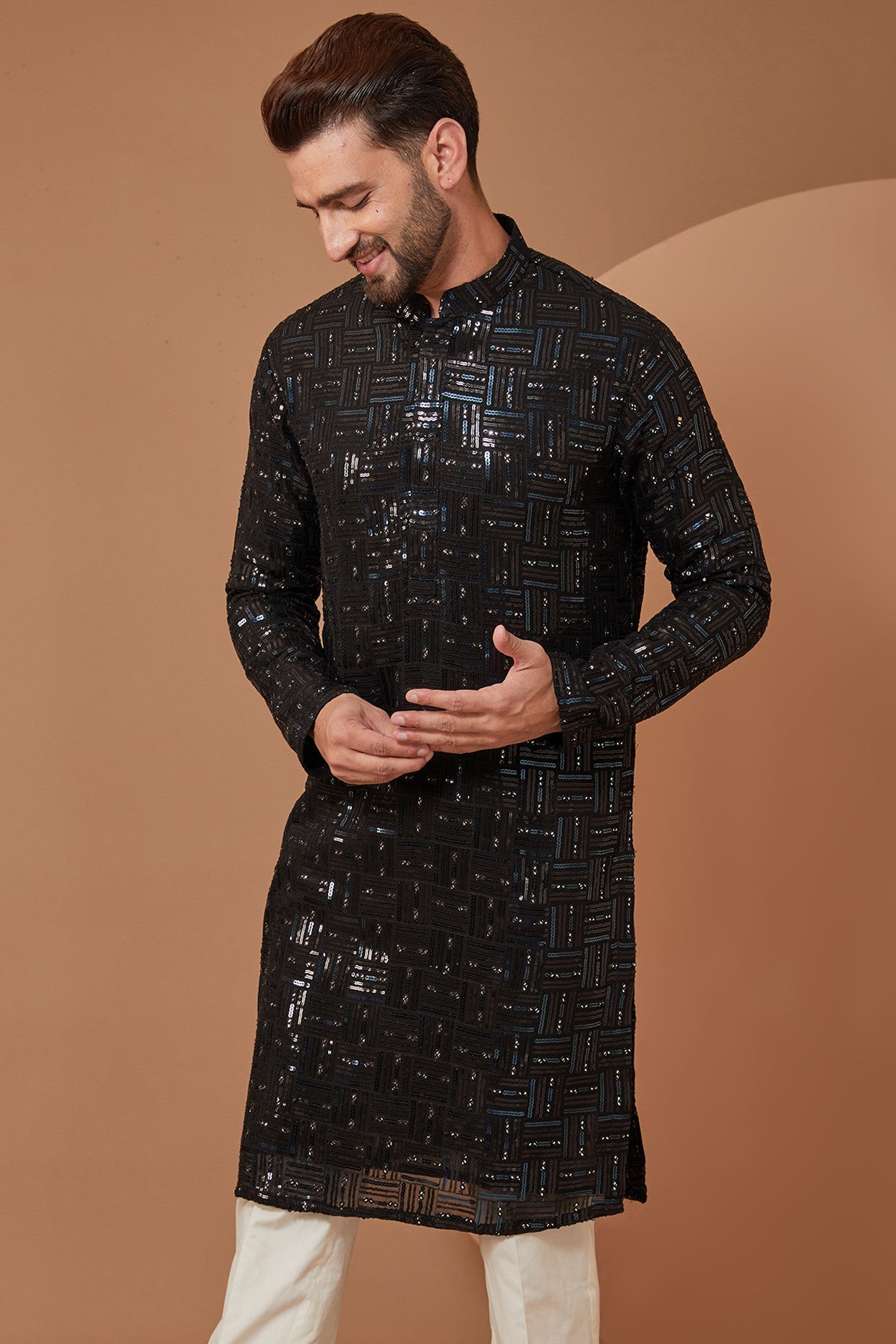 Black Sequened Kurta - kasbahmen