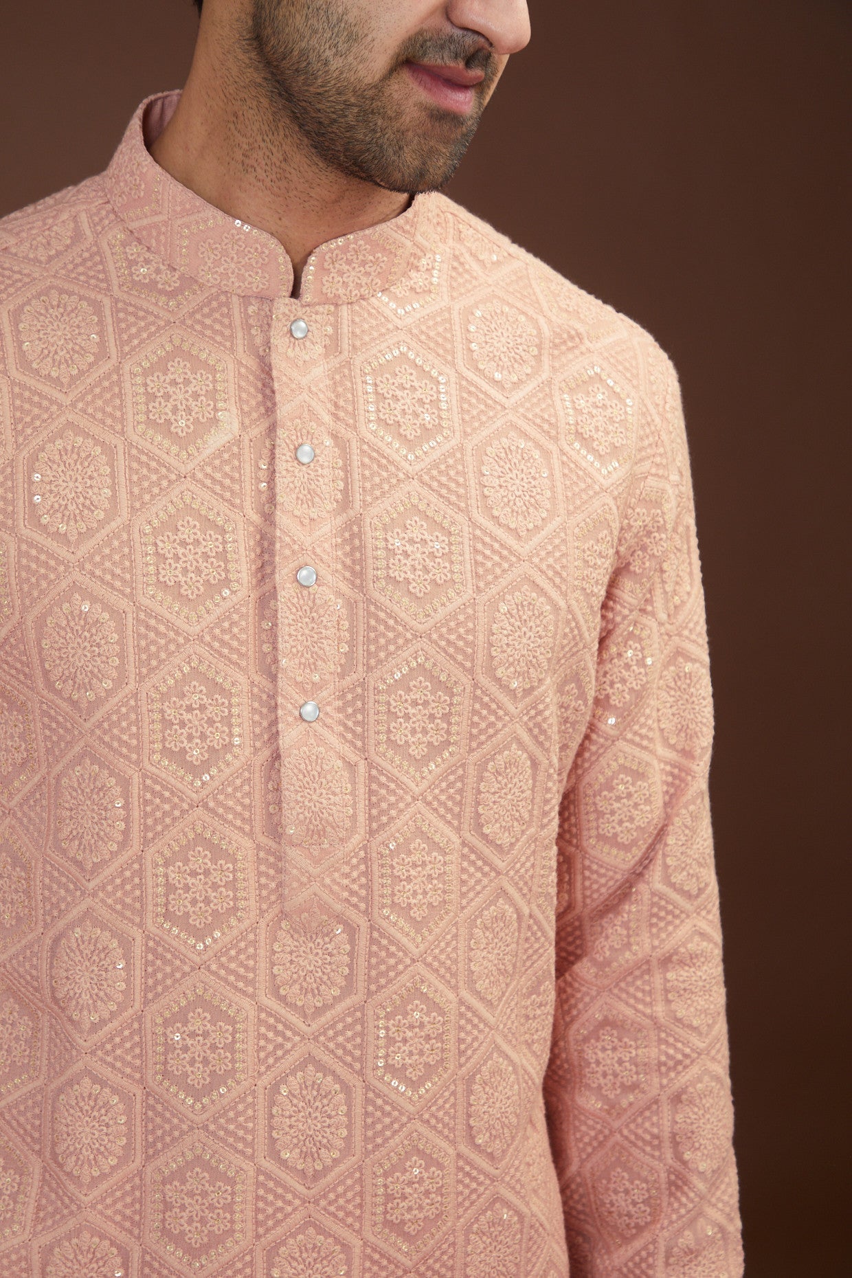 Mud pink chikankari kurta - kasbahmen