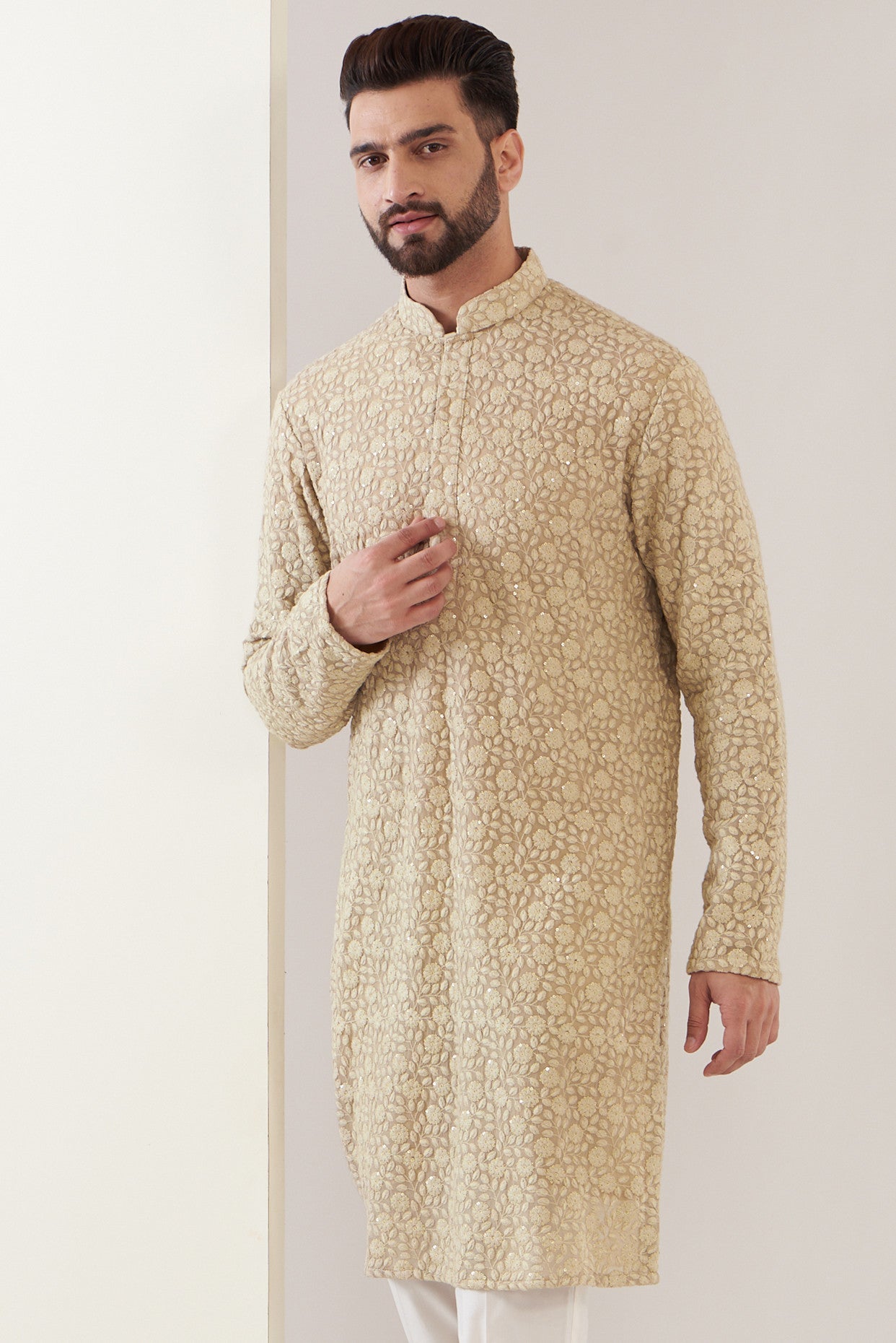 Dust Brown Chikankari kurta - kasbahmen