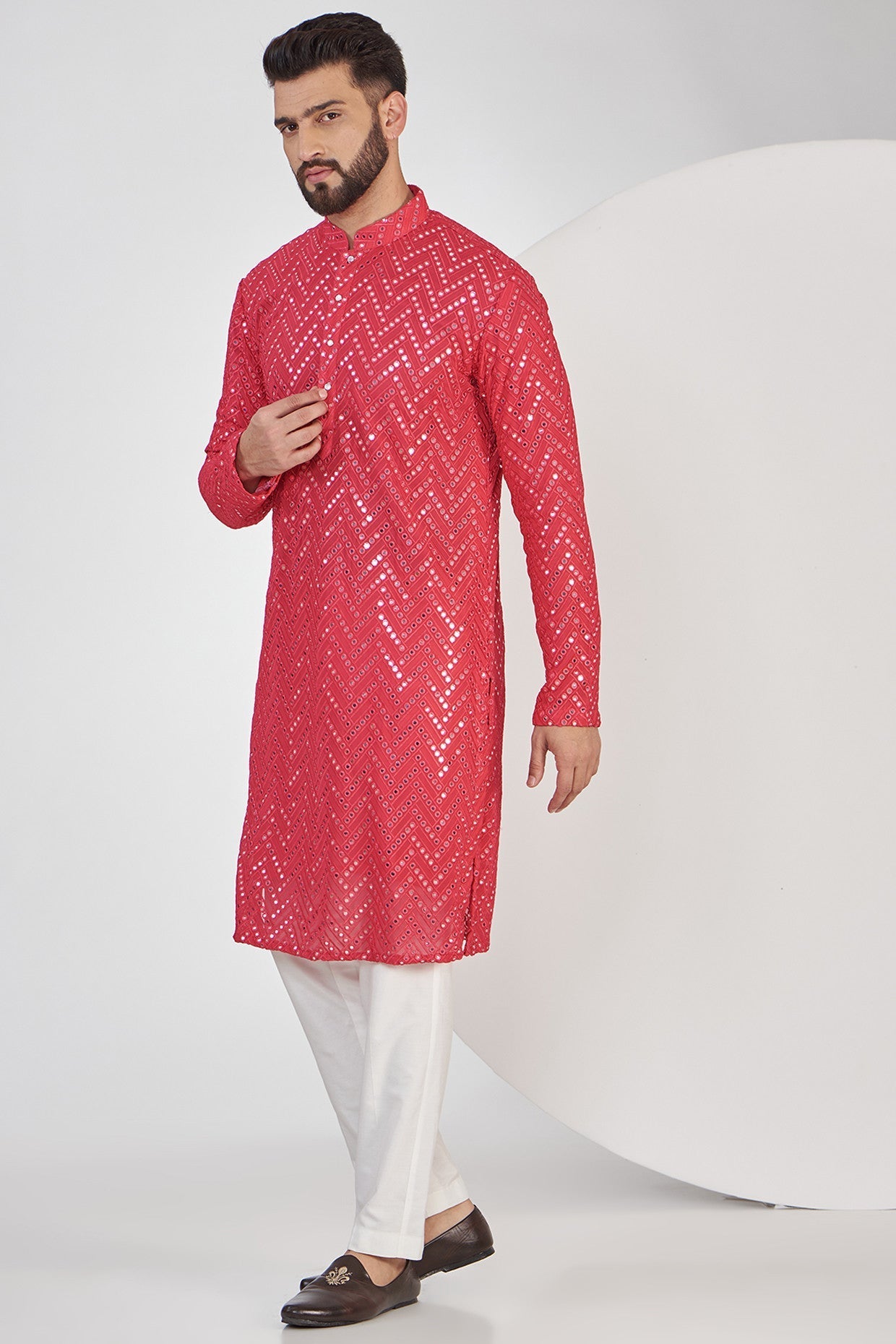 Hot Pink Mirror work Kurta - kasbahmen